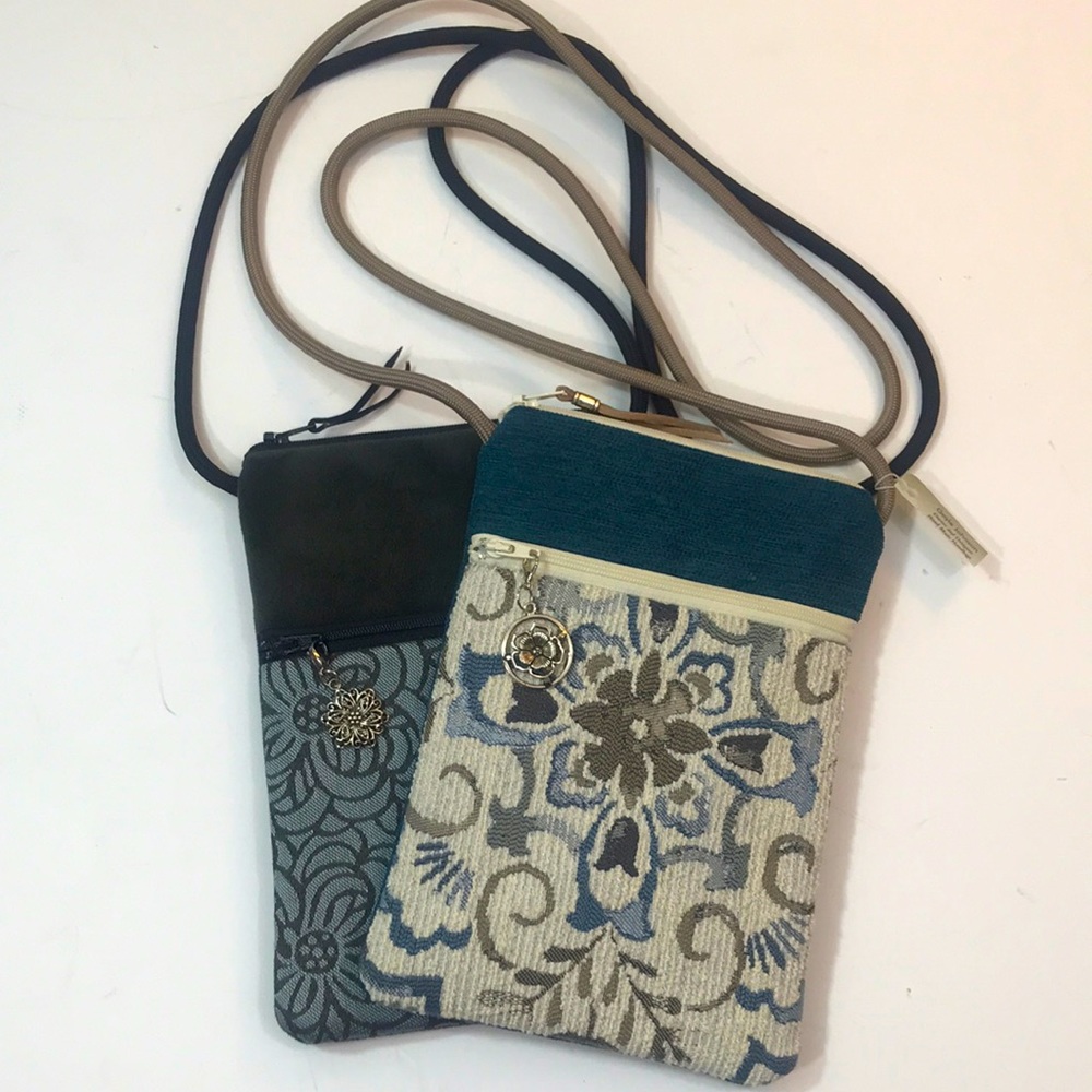 2 Fabric handmade crossbody bags, one NWT, other unused.